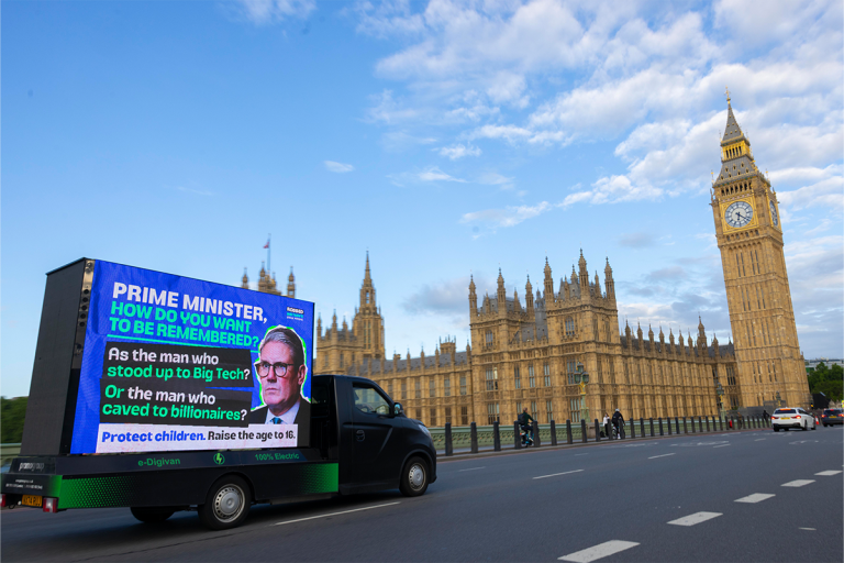 NEU's Big Tech's Little Victims 'Final call – mobile billboard'